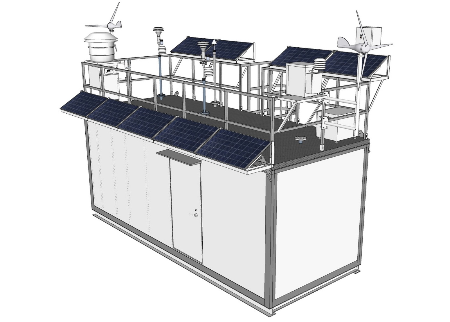 A customized monitoring station design with solar panels.